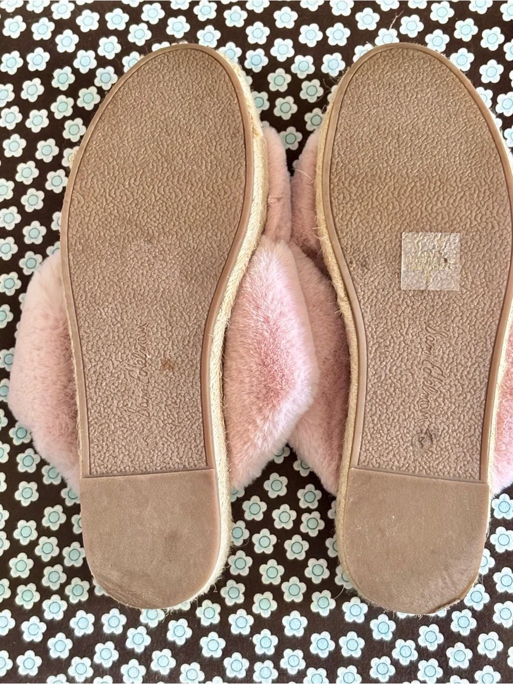 Sam Edelman Zia Pink Faux Fur Platform Espadrille Sandals SIZE 8